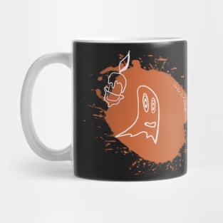 Scary Halloween ghost with a candle Mug